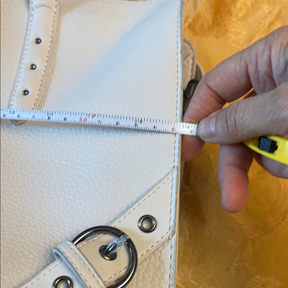 Steve Madden Buttery Soft Cream Purse Bag Tote with Buckle Accents - Picture 3 of 10